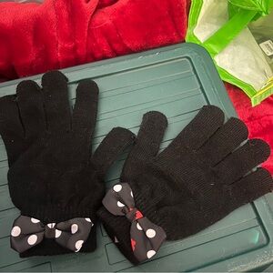 Disney Minnie Mouse Black Mittens with Polka Dot Bows